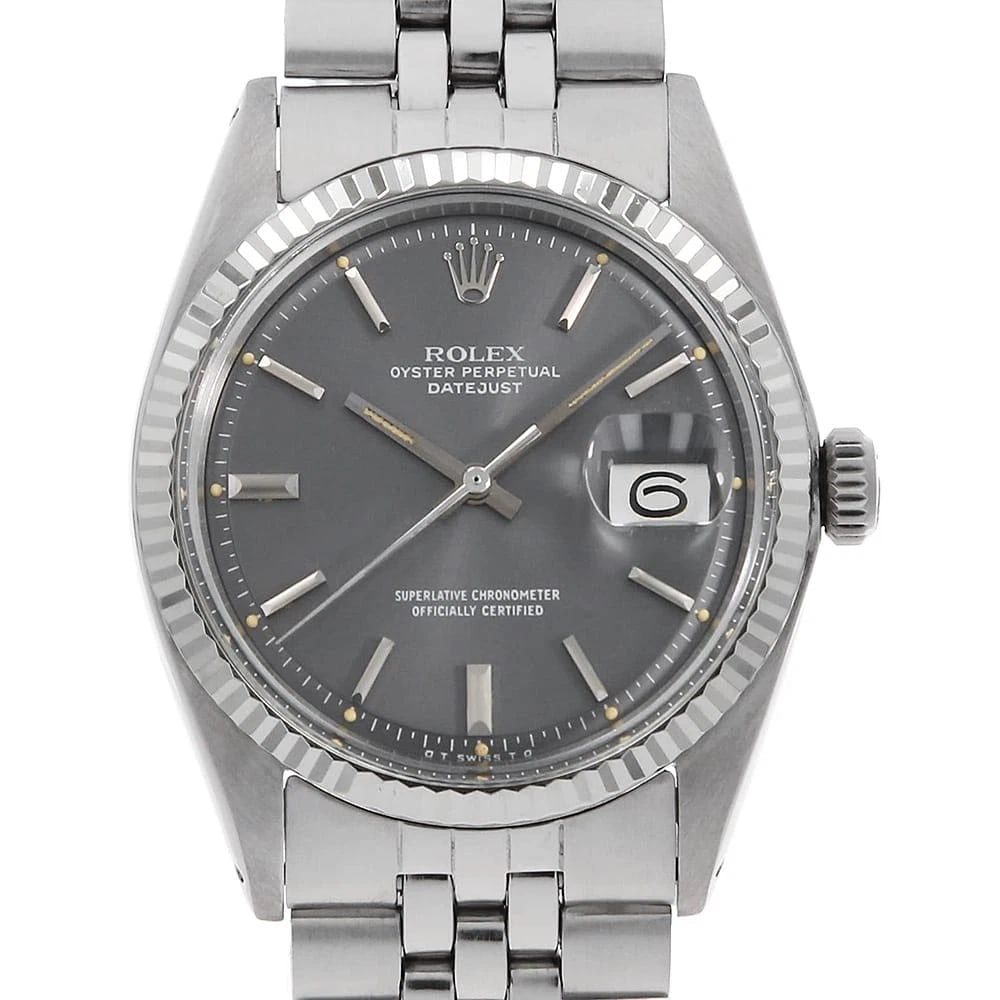 ROLEX DATEJUST GRAY WATCH: ROLEX Datejust gray Watch Brand: ROLEX Type: Wrist watch Material: Band Material Stainless Steel, Case Material Stainless Steel/White gold Color: Dial Colour Gray Size: Case:W36mm Circumference of Wri