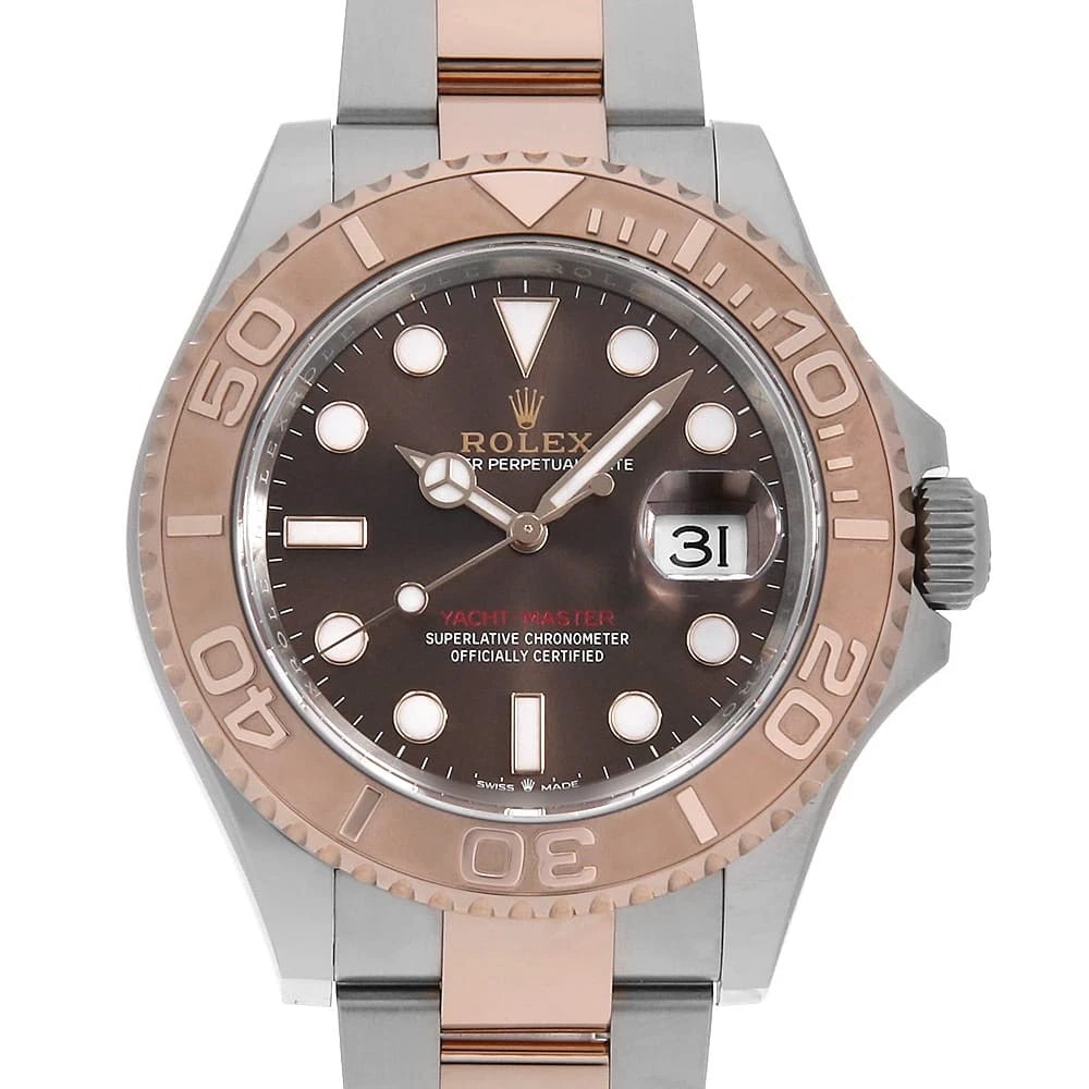 ROLEX YACHT MASTER CHOCOLATE BROWN WATCH: ROLEX Yacht master Chocolate brown Watch Brand: ROLEX Type: Wrist watch Material: Band Material Stainless Steel/Everose Gold, Case Material Stainless Steel/Everose Gold Color: Dial Colour Chocolate Br