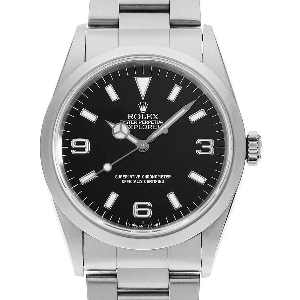 ROLEX EXPLORER BLACK TRITIUM WATCH: ROLEX Explorer black tritium Watch Brand: ROLEX Type: Wrist watch Material: Band Material Stainless Steel, Case Material Stainless Steel Color: Dial Colour Black Size: Case:W36mm Circumference of Wris