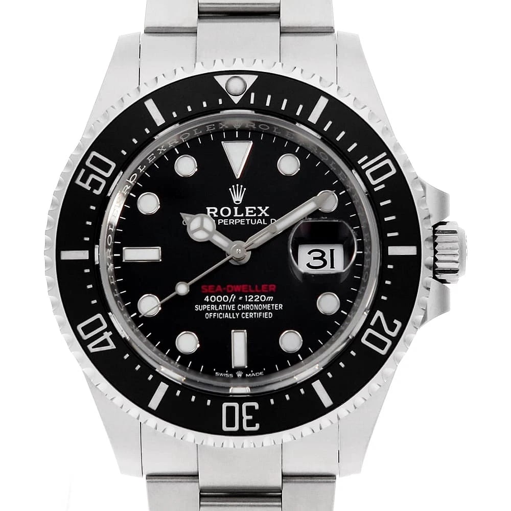 ROLEX SEA-DWELLER BLACK WATCH: ROLEX SEA-DWELLER black Watch Brand: ROLEX Type: Wrist watch Material: Band Material Stainless Steel, Case Material Stainless Steel Color: Dial Colour Black Size: Case:W43mm Circumference of