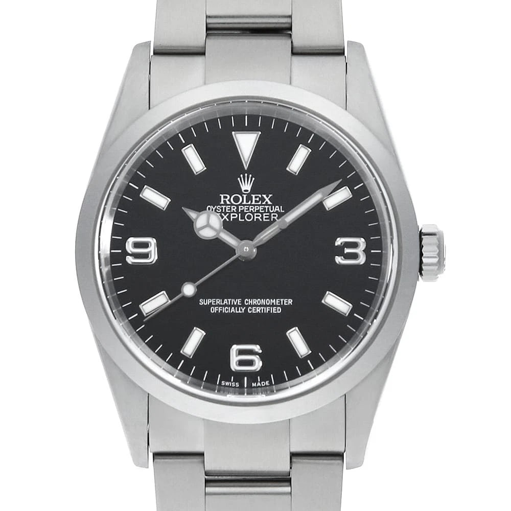 ROLEX EXPLORER BLACK WATCH: ROLEX Explorer black Watch Brand: ROLEX Type: Wrist watch Material: Band Material Stainless Steel, Case Material Stainless Steel Color: Dial Colour Black Size: Case:W36mm Circumference of