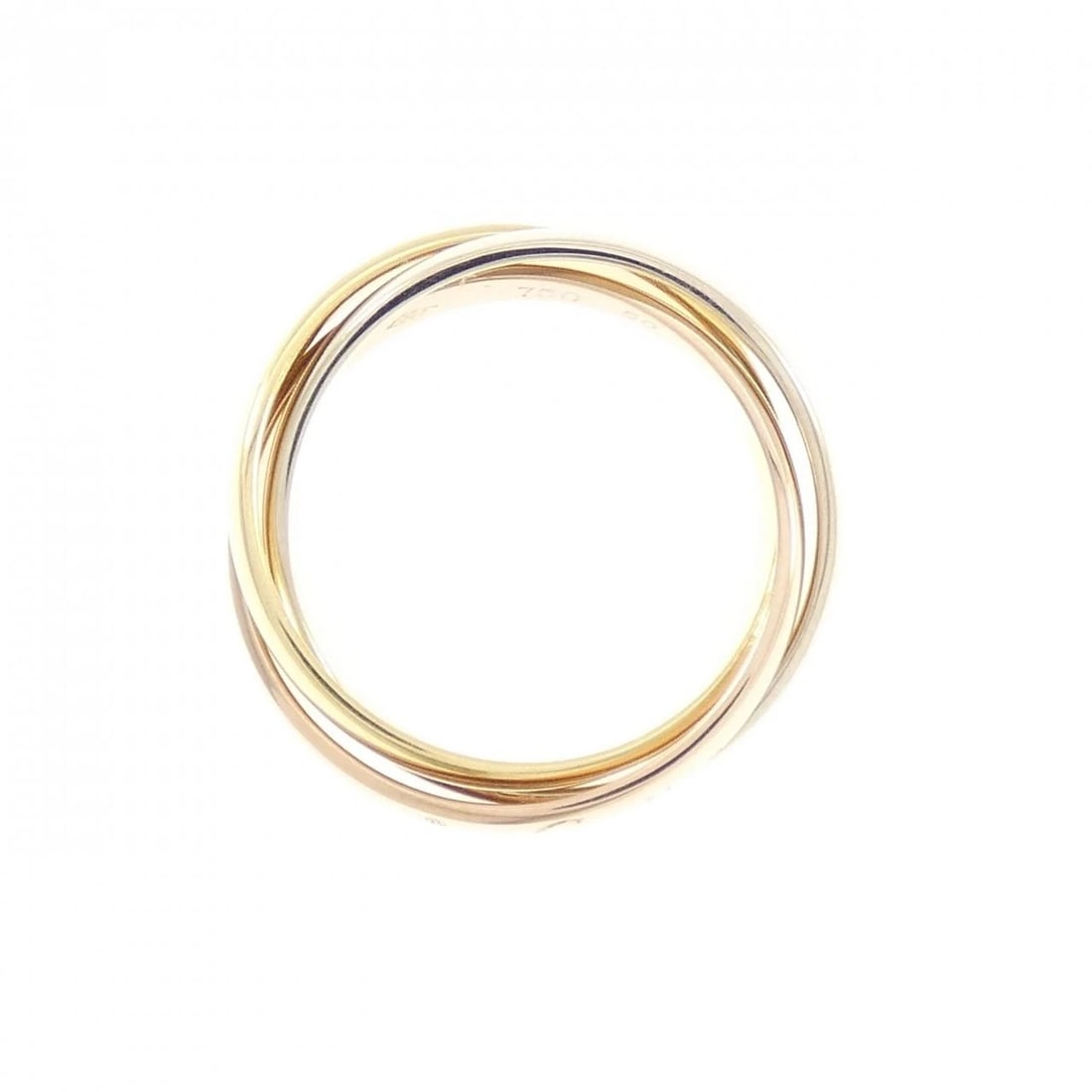 CARTIER TRINITY RING: Cartier Trinity Ring Brand: CARTIER Type: Cartier Ring Material: 750 Yellow Gold/750 White Gold/750 Pink Gold, Color: Yellow Gold White Gold Pink Size: US5 1/4 Accessories: None Accessories Notice: