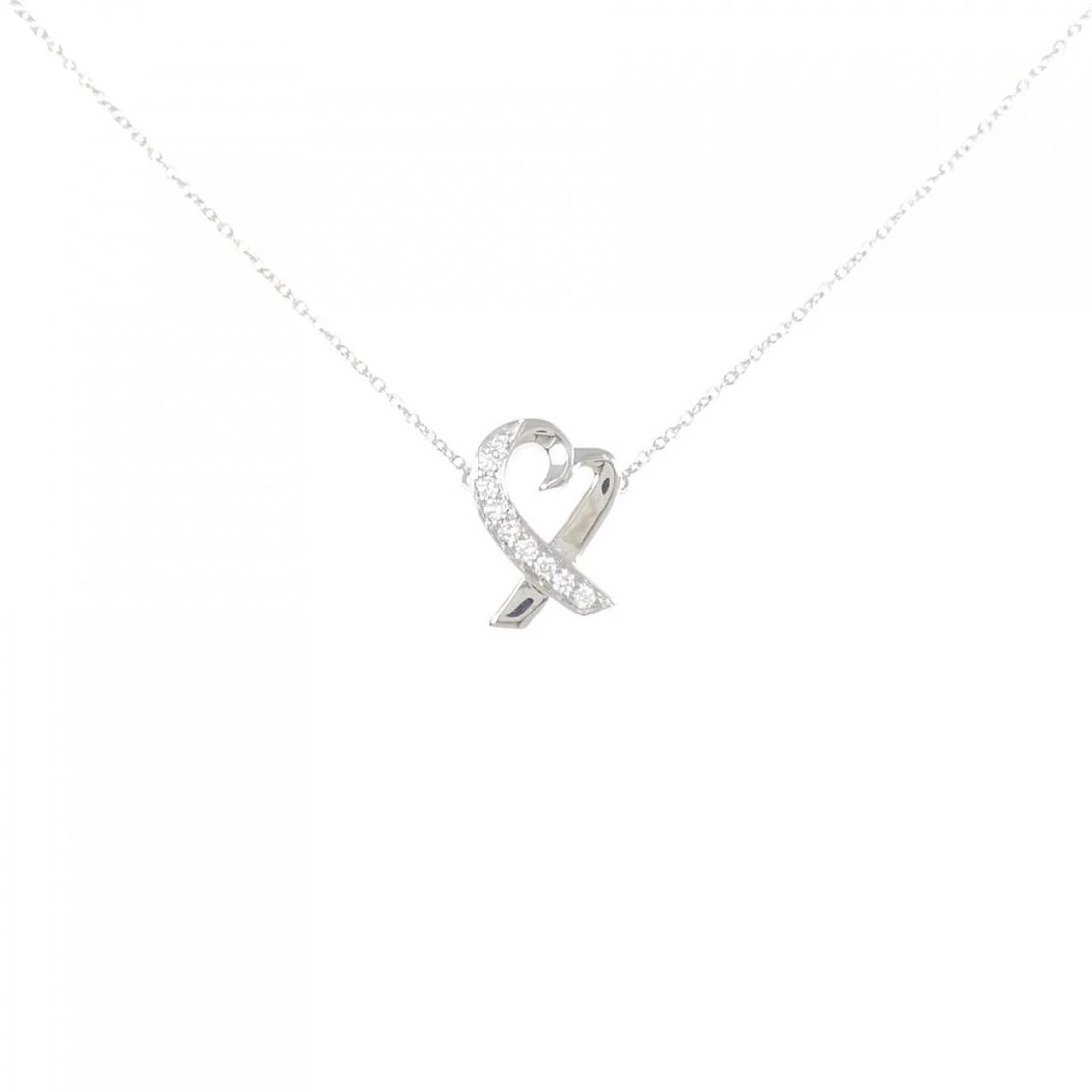 TIFFANY&CO. LOVING HEART NECKLACE: TIFFANY&Co. Loving Heart Necklace Brand: TIFFANY&Co. Type: TIFFANY&Co. Necklace Material: 750 white gold, Color: white gold Size: Actual Size Pendant length approx. x width approx.: 14.4mmx10.4mm