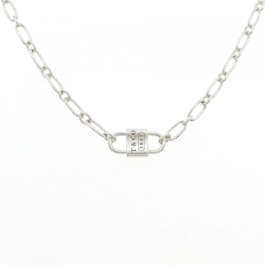 TIFFANY & CO. SMALL DOUBLE LOCK NECKLACE: TIFFANY & Co. Small Double Lock Necklace Brand: TIFFANY&Co. Type: TIFFANY&Co. Necklace Material: 925Silver, Color: Silver Size: Actual Size Pendant length approx. x width approx.: 9.4mmx18.1mm Chain m