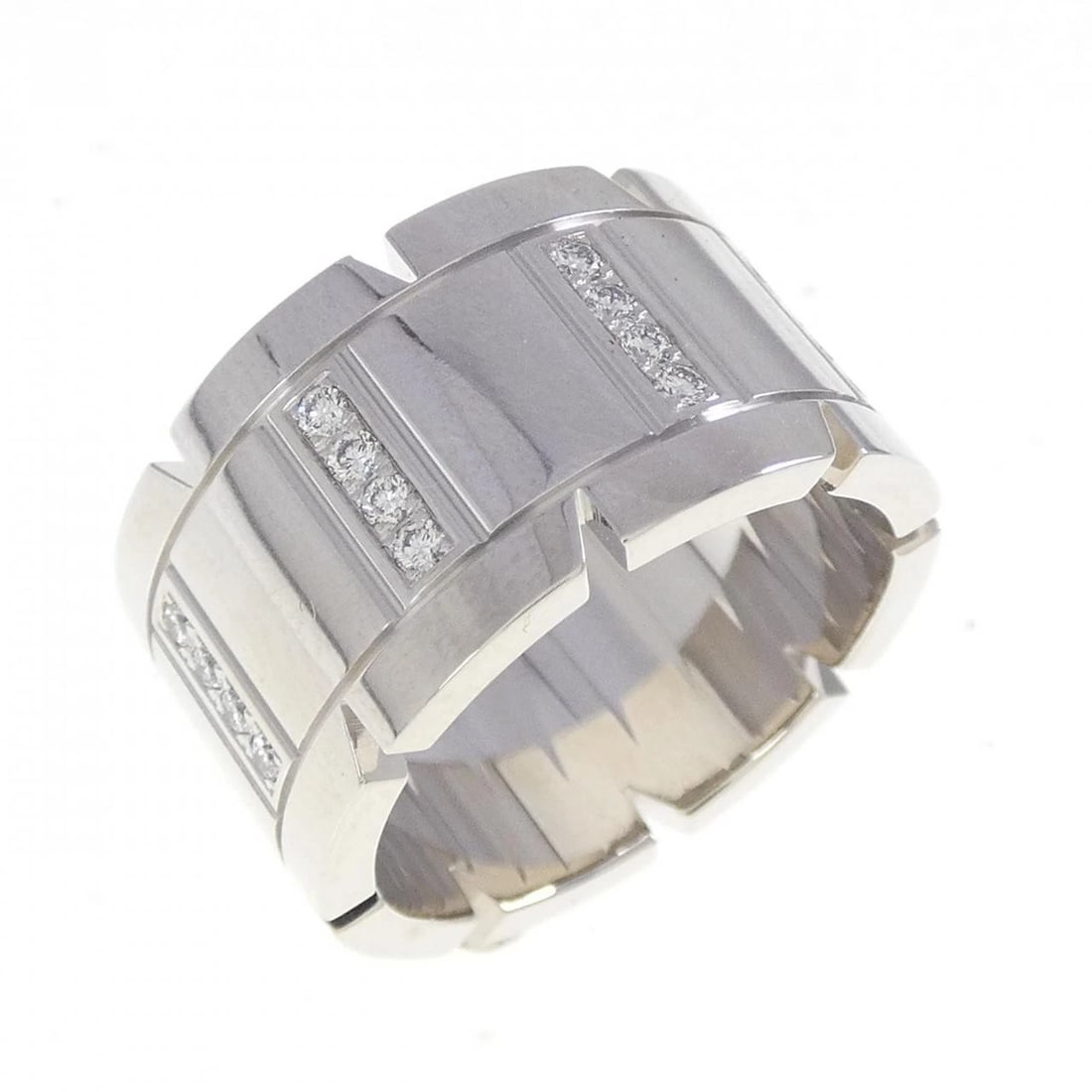 CARTIER TANK FRANÇAISE LARGE RING: Cartier Tank Française Large Ring Brand: CARTIER Type: Cartier Ring Material: 750 white gold, Color: white gold Size: US5 1/4 Accessories: None Accessories Notice: When purchasing pre-owned goods,
