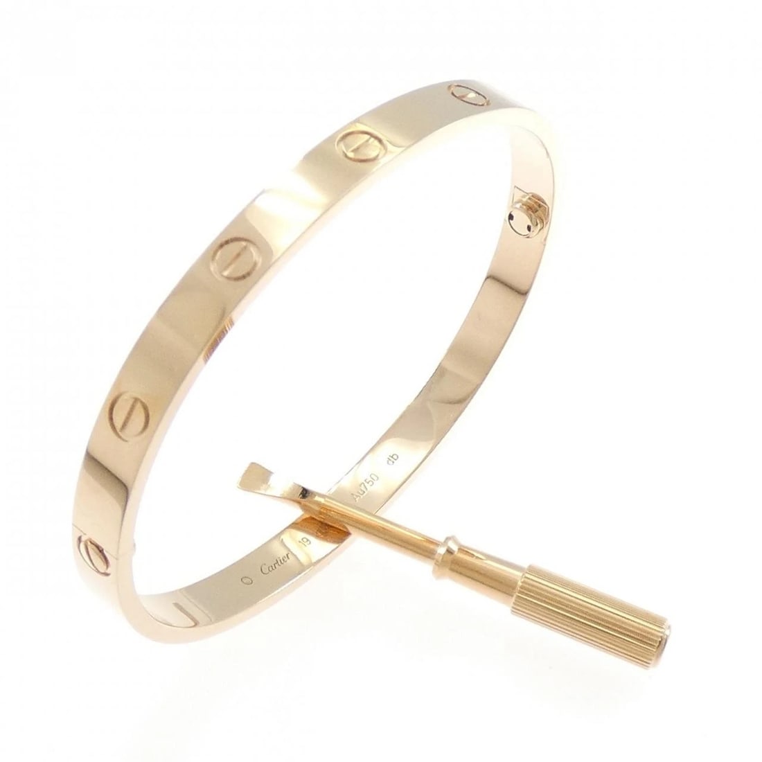 CARTIER LOVE BRACELET: Cartier Love Bracelet Brand: CARTIER Type: Cartier Bracelets Material: 750 Pink Gold, Color: Pink Gold Size: US8 3/4 Accessories: None Accessories Notice: When purchasing pre-owned goods, please