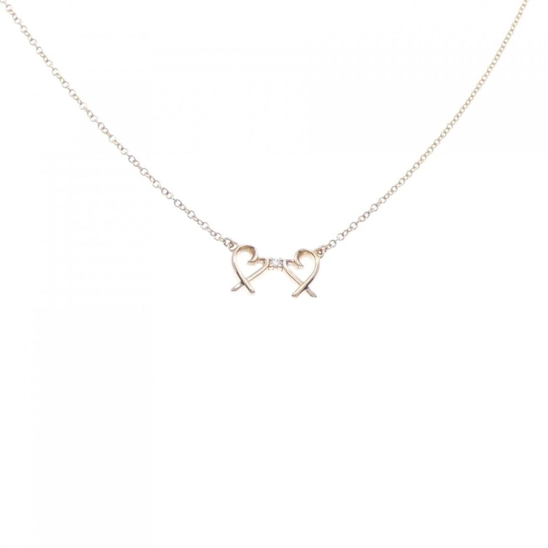 TIFFANY & CO. DOUBLE LOVING HEART NECKLACE: TIFFANY & Co. Double Loving Heart Necklace Brand: TIFFANY&Co. Type: TIFFANY&Co. Necklace Material: 750 Pink Gold, Color: Pink Gold Size: 41cm,Actual Size Pendant length approx. x width approx.: