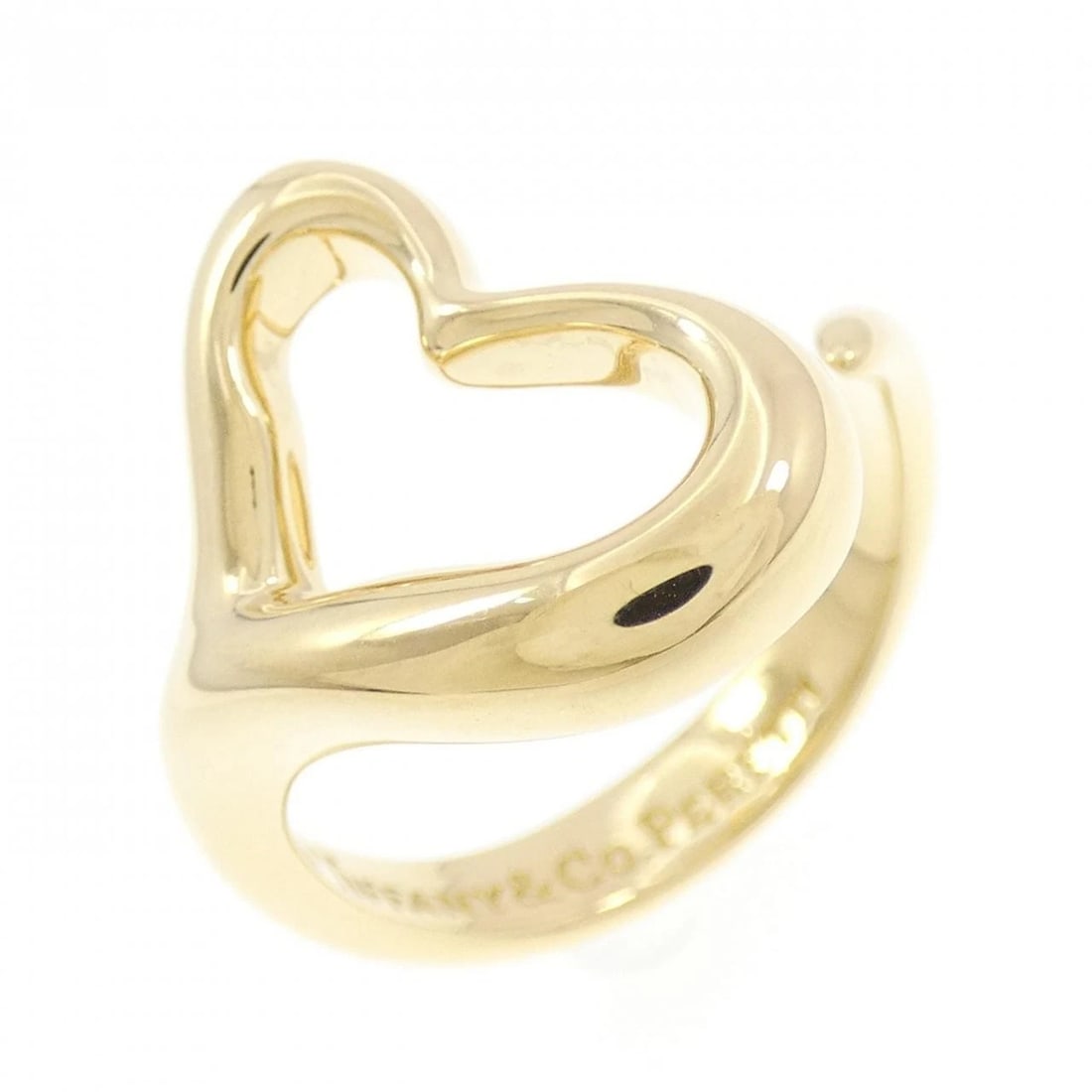 TIFFANY & CO. OPEN HEART RING: TIFFANY & Co. Open Heart Ring Brand: TIFFANY&Co. Type: TIFFANY & Co. Ring Material: 750 yellow gold, Color: yellow gold Size: US6 1/4 Accessories: None Accessories Notice: When purchasing pre-owned