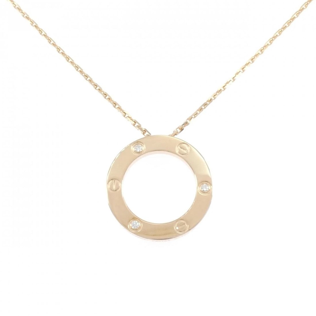 CARTIER LOVE NECKLACE HALF DIAMOND NECKLACE: Cartier Love Necklace Half Diamond Necklace Brand: CARTIER Type: Cartier Necklace Material: 750 Pink Gold, Color: Pink Gold Size: 42cm,Actual Size Diameteraround: 23.6mm Chain maximum width approx.: 1