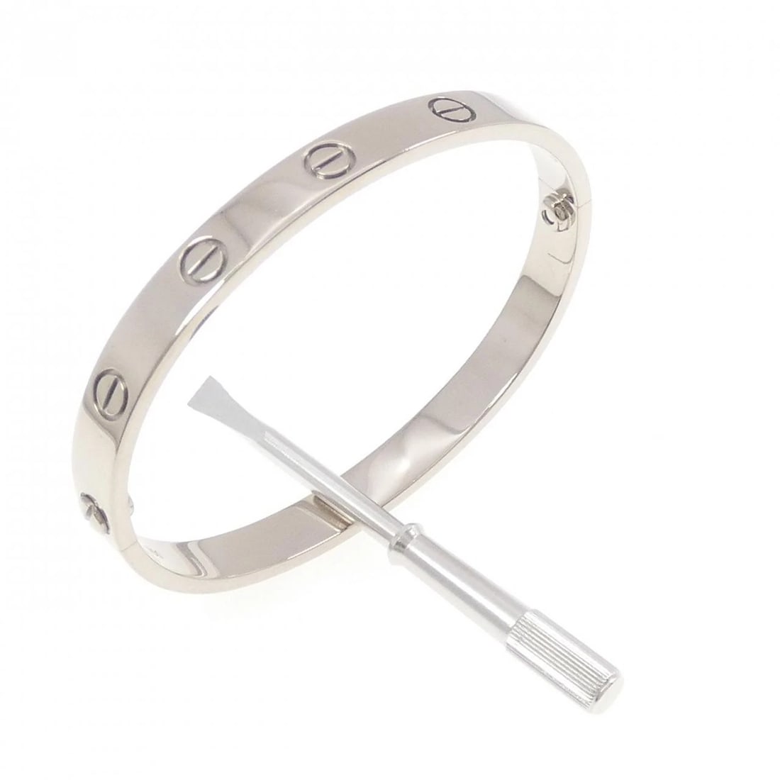 CARTIER LOVE BRACELET: Cartier Love Bracelet Brand: CARTIER Type: Cartier Bracelets Material: 750 white gold, Color: White Gold Size: Actual Size Max width approx.: 6.1mm 15.5cm Accessories: None Accessories Notice: When