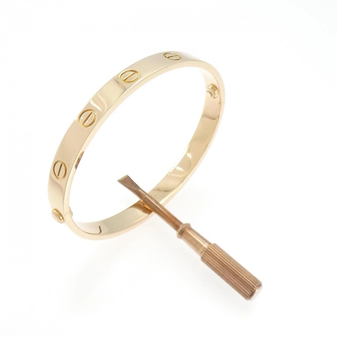 CARTIER LOVE BRACELET: Cartier Love Bracelet Brand: CARTIER Type: Cartier Bracelets Material: 750 Pink Gold, Color: pink gold Size: 15cmActual Size Max width approx: 6.2mm Accessories: None Accessories Notice: When