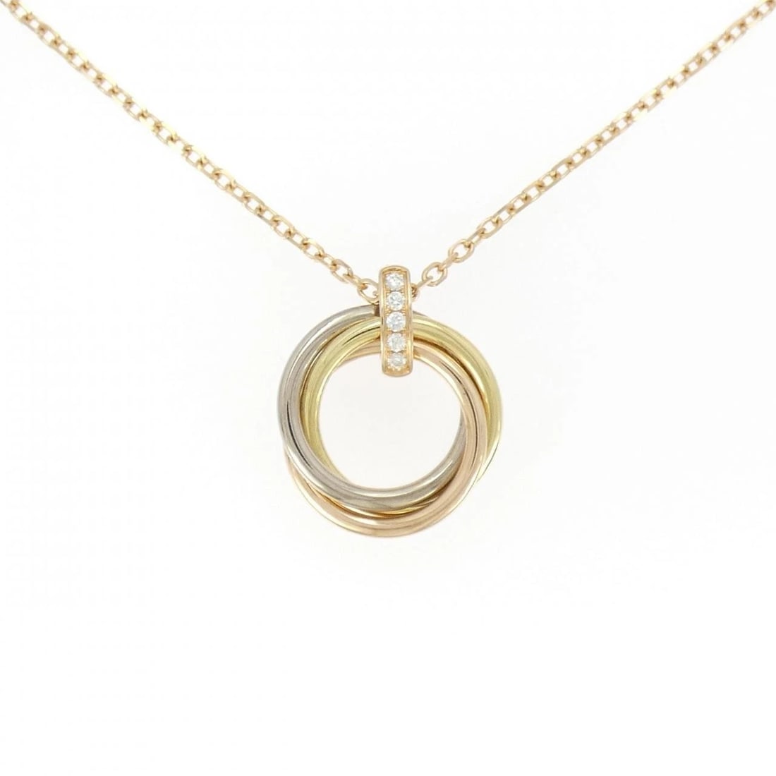 CARTIER TRINITY NECKLACE: Cartier Trinity Necklace Brand: CARTIER Type: Cartier Necklace Material: 750 Yellow Gold/750 White Gold/750 Pink Gold, Main Stone/Creation Natural Color: YG,WG,PG Size: 42cmActual Size Pendant length