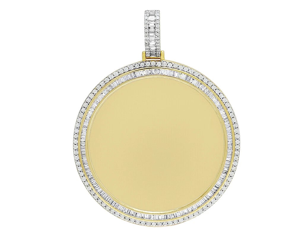 10K YELLOW GOLD MEMORY FRAME MEDALLION DIAMOND PENDANT (1 of 2)