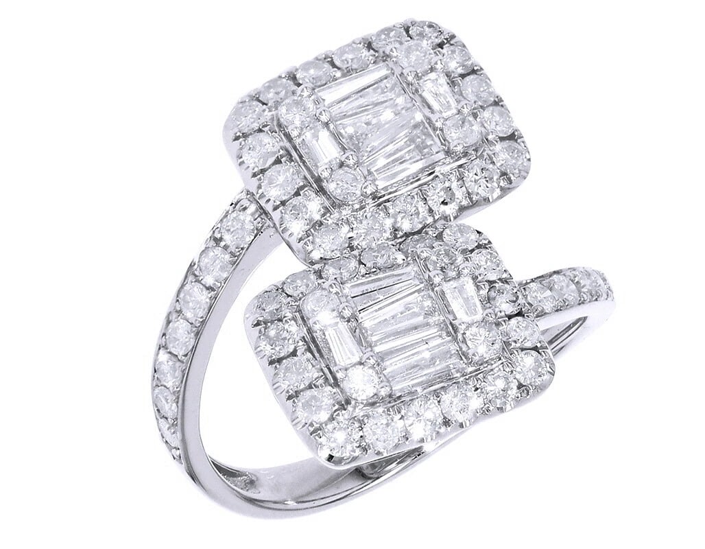 LADIES SQUARE BAGUETTE DIAMOND RING 14K WHITE GOLD: Ladies Square Baguette Diamond Ring 14K White Gold Brand: None Type: Ring Material: 14K White Gold, Main Stone/Creation Natural Color: White Gold Size: 7 US Accessories: None Accessories Notice: When