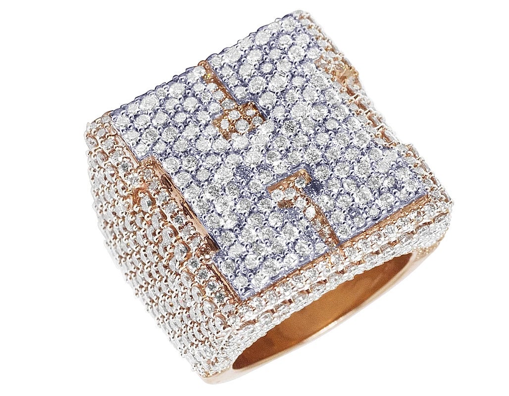 H INITIAL DIAMOND RING 10K ROSE GOLD (1 of 6)