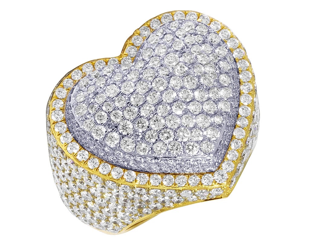 DIAMOND HEART PUFF PINKY RING 3D TWO TONE GOLD: Diamond Heart Puff Pinky Ring 3D Two Tone Gold Brand: None Type: Ring Material: 10k Multi-Tone Gold, Main Stone/Creation Natural Color: Multi-Tone Size: 8 US Accessories: None Accessories