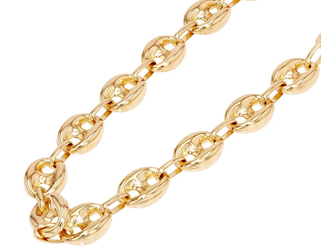 UNISEX PUFFED MARINER CHAIN NECKLACE YELLOW GOLD 10K: Unisex Puffed Mariner Chain Necklace Yellow Gold 10K Brand: None Type: Necklace Material: 10K Yellow Gold, Color: Yellow Gold Size: Necklace Length 22 in Width 9mm Accessories: None Access