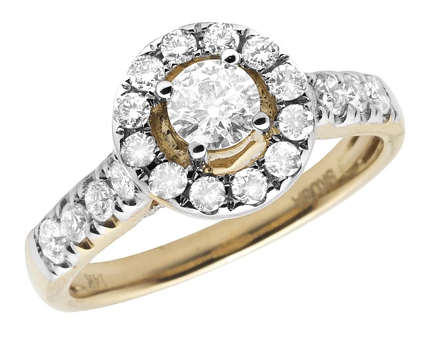 LADIES 14K YELLOW GOLD GENUINE DIAMOND HALO RING: Ladies 14K Yellow Gold Genuine Diamond Halo Ring Brand: None Type: Ring Material: 14k Yellow Gold, Color: Yellow Gold Size: 6.5 US Accessories: None Accessories Notice: When purchasing pre