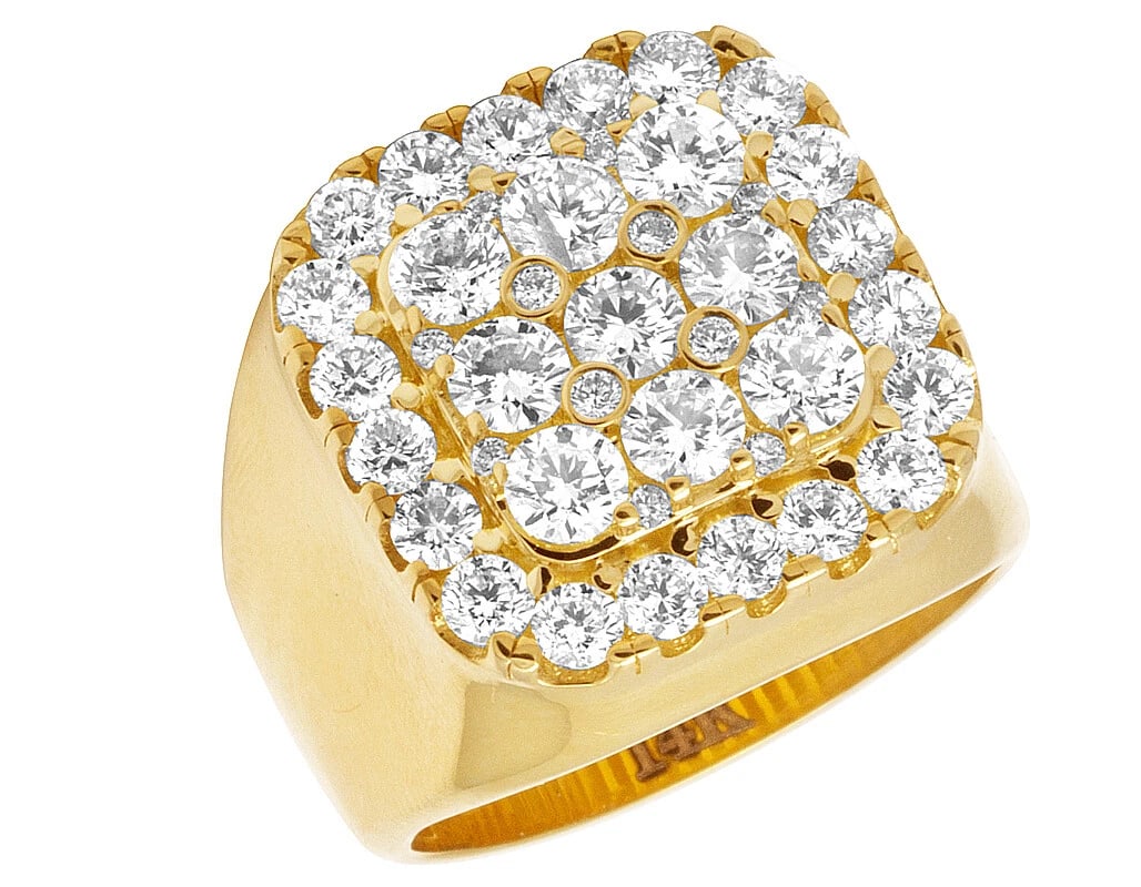 MENS SQUARE DIAMOND CLUSTER PRONG STATEMENT PINKY RING (1 of 5)
