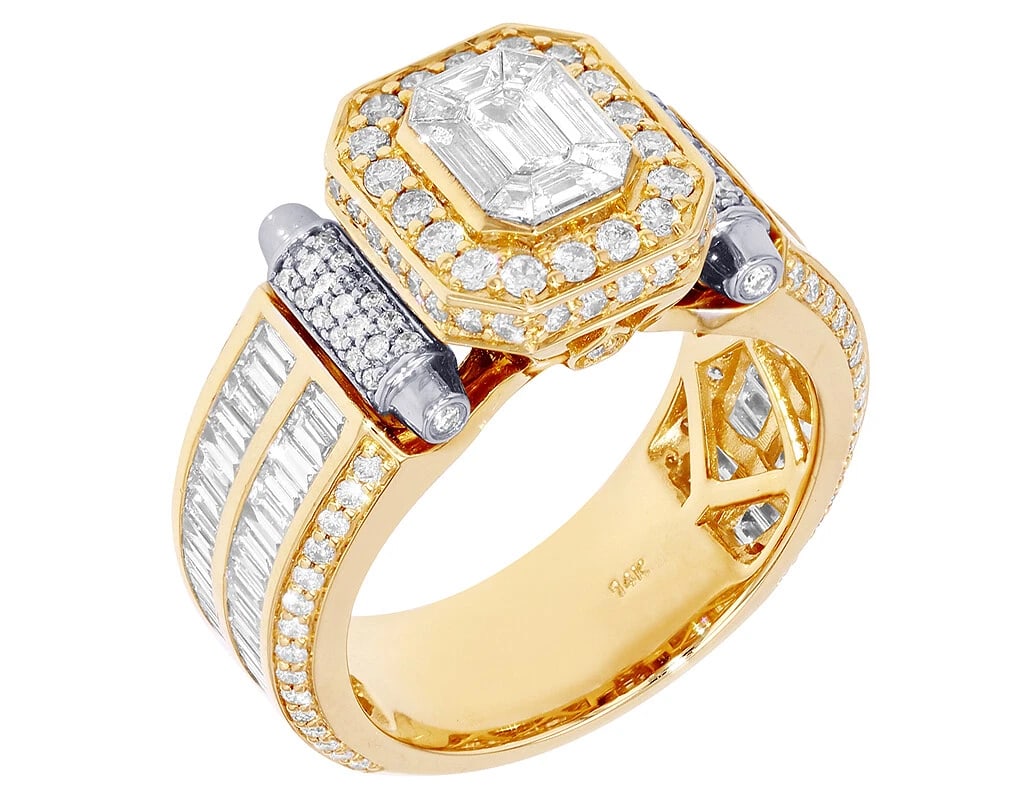 PIE CUT EMERALD DIAMOND PINKY RING 14K YELLOW-WHITE GOLD: Pie Cut Emerald Diamond Pinky Ring 14K Yellow-White Gold Brand: None Type: Ring Material: 14K Yellow-White Gold, Main Stone/Creation Natural Color: Yellow-White Gold Size: 10 US Accessories: None