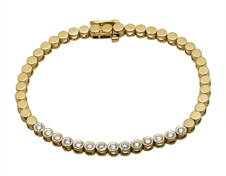 14K YELLOW GOLD ONE ROW SOLITAIRE BEZEL DIAMOND BRACELET (1 of 3)