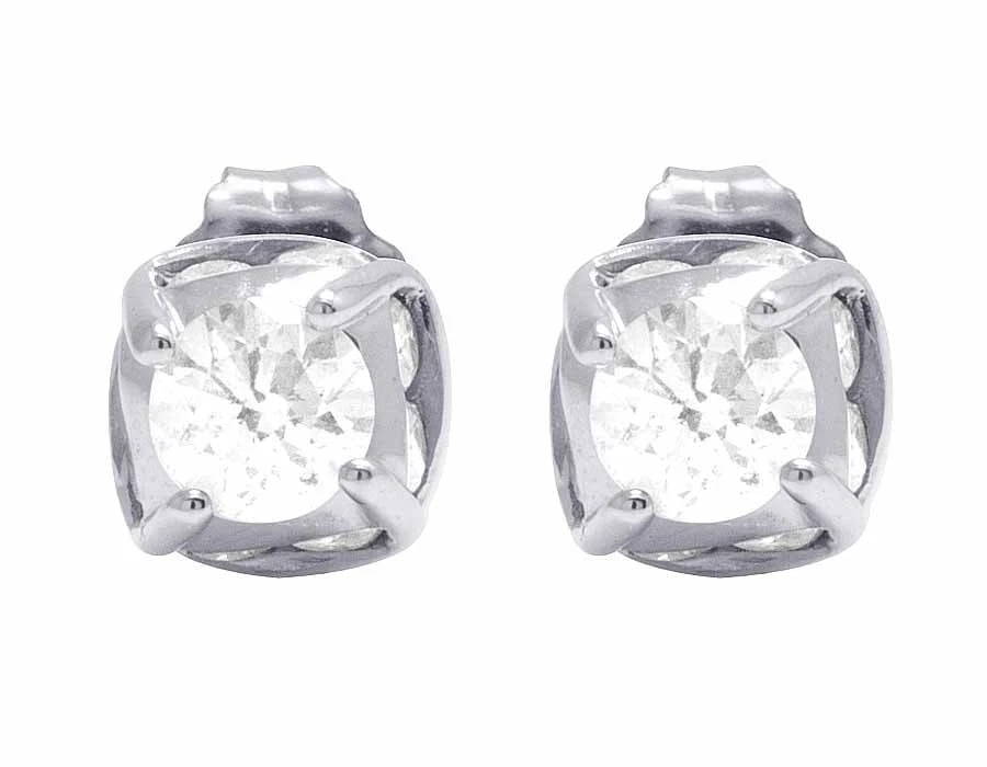 14K WHITE GOLD GENUINE DIAMOND SOLITAIRE STUDS EARRINGS (1 of 4)