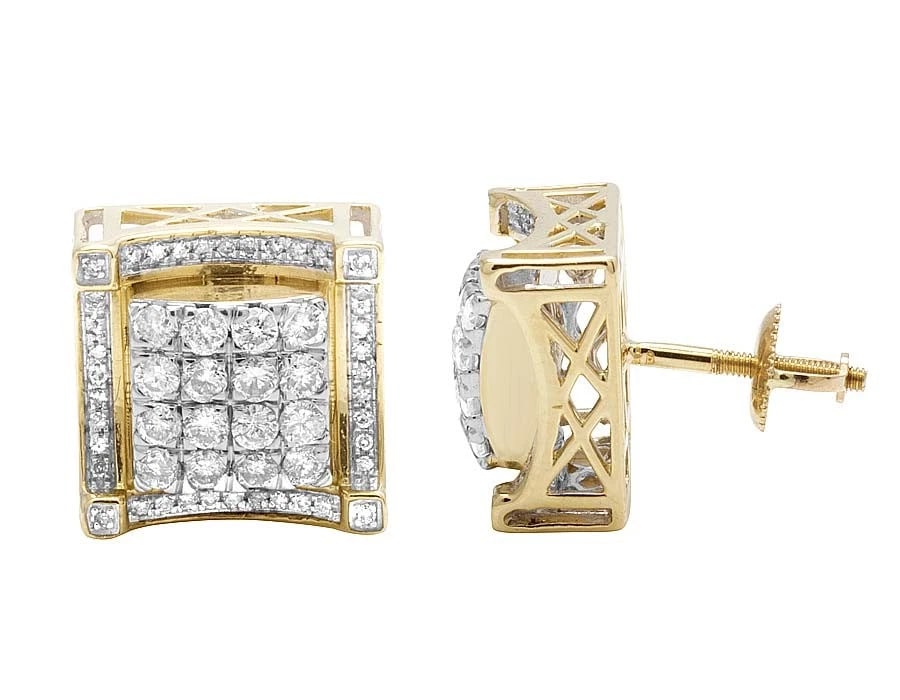 UNISEX 10K YELLOW GOLD DIAMOND 3D SQUARE KITE EARRING STUDS: Unisex 10K Yellow Gold Diamond 3D Square Kite Earring Studs Brand: None Type: Earrings Material: 10K Yellow Gold, Main Stone/Creation Natural Color: Yellow Size: Dimension 12MM, 5MM high Accessori