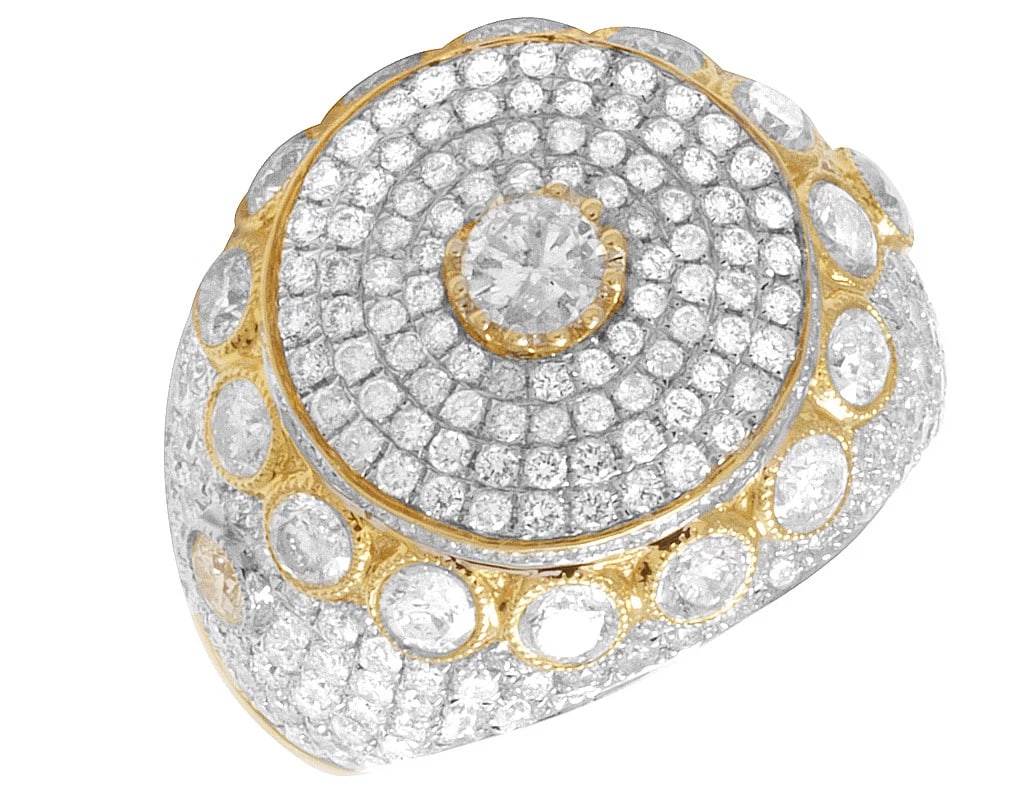 MENS 14K YELLOW GOLD ROUND DOME DIAMOND PINKY RING: Mens 14K Yellow Gold Round Dome Diamond Pinky Ring Brand: None Type: Ring Material: 14K Yellow Gold, Main Stone/Creation Natural Color: Yellow Gold Size: Dimension 21mm, 10mm Accessories: None