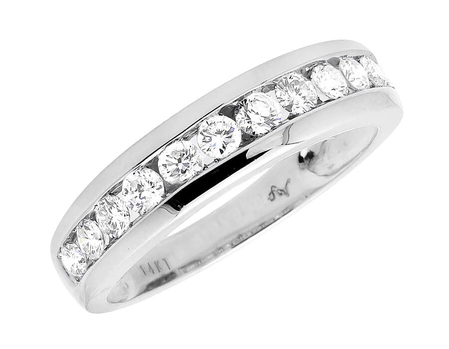 14K WHITE GOLD 1 ROW CHANNEL SET GENUINE DIAMOND RING: 14K White Gold 1 Row Channel Set Genuine Diamond Ring Brand: None Type: Ring Material: 14K White Gold, Main Stone/Creation Natural Color: White Gold Size: 10 US Accessories: None Accessori