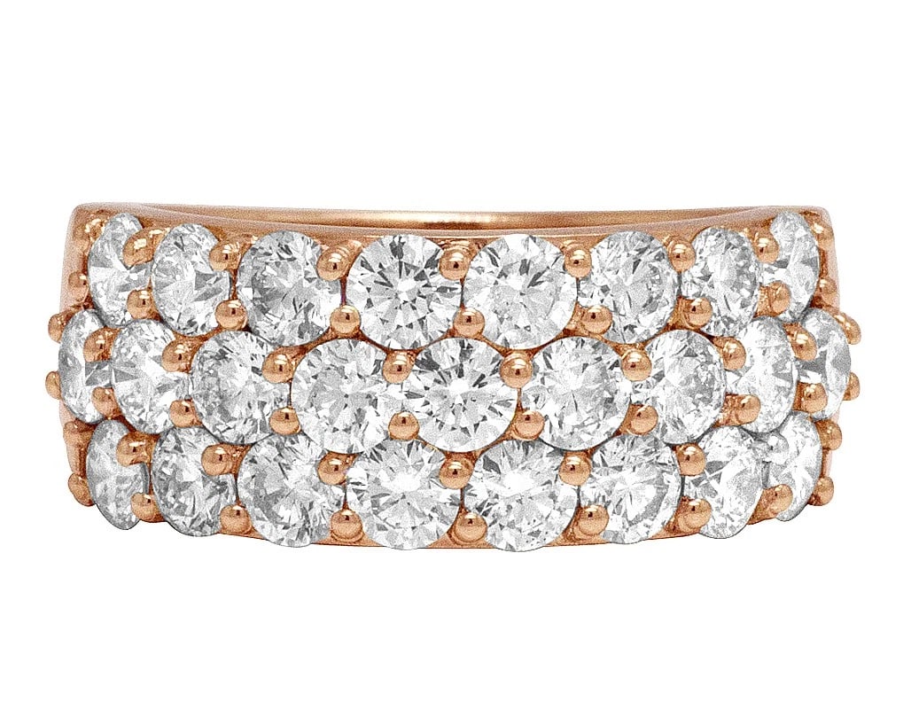 THREE ROW HONEYCOMB 20 POINTERS DIAMOND BAND RING - 2