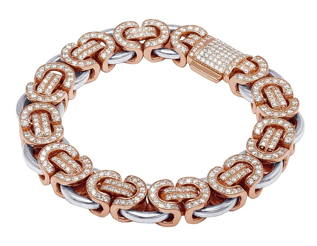 10K TWO-TONE DIAMOND BYZANTINE BRACELET (1 of 2)