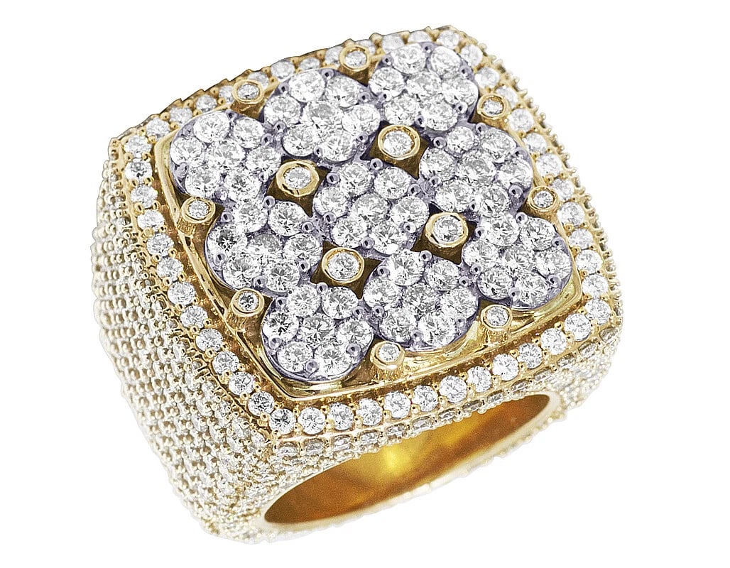 10K YELLOW/WHITE GOLD CLUSTER DIAMOND PINKY RING (1 of 4)