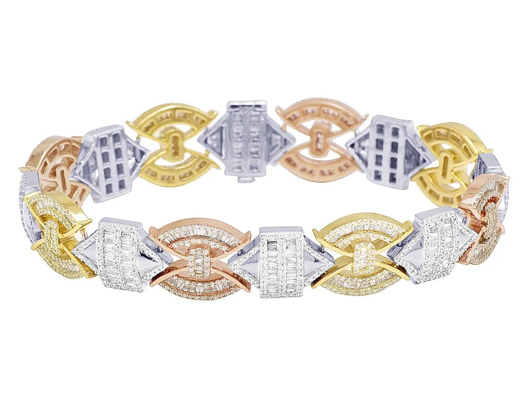 3TONE AZTEC BAGUETTE DIAMOND BRACELET (1 of 3)