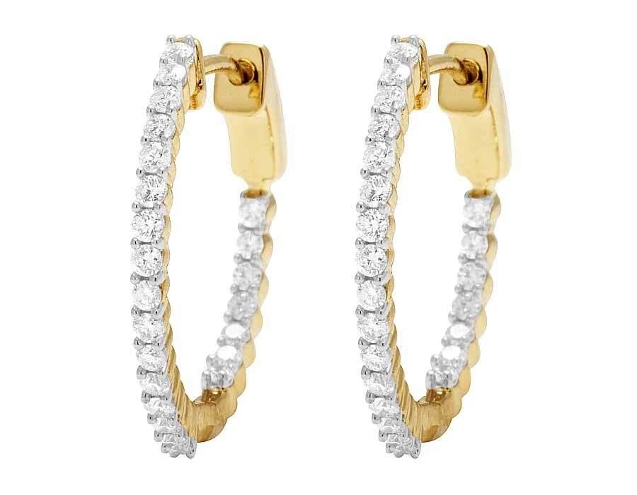 LADIES INSIDE OUT DIAMOND 10K YELLOW GOLD HOOP EARRINGS (1 of 4)