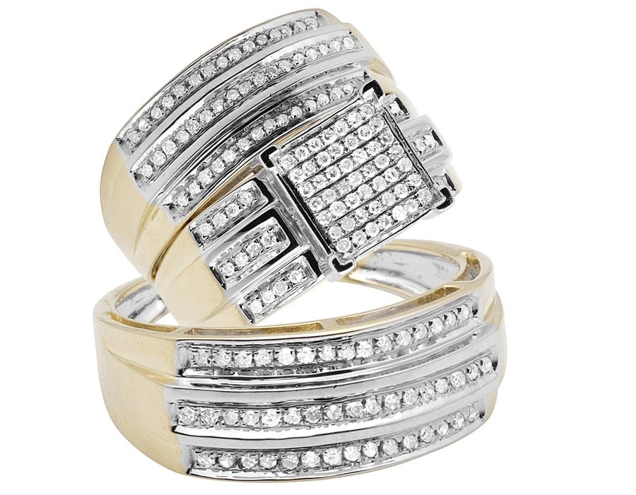 10K YELLOW GOLD GENUINE DIAMOND TRIO BRIDAL RING (1 of 9)