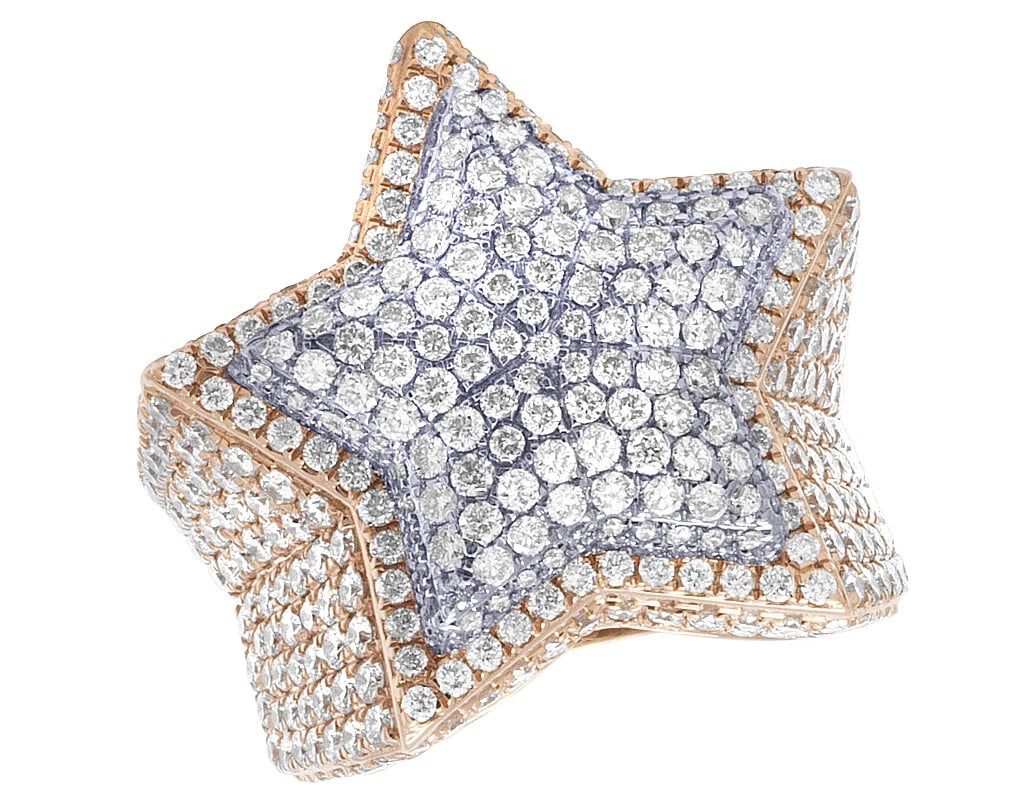 10K TWO-TONE DIAMOND SUPER STAR CUSTOM PINKY RING (1 of 5)