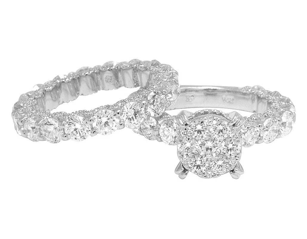 14K WHITE GOLD ETERNITY FLOWER CLUSTER DIAMOND: 14k White Gold Eternity Flower Cluster Diamond Brand: None Type: Ring Material: 14k White Gold, Main Stone/Creation Natural Color: White Gold Size: 7 US Accessories: None Accessories Notic