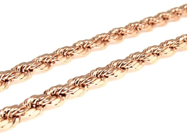 LADIES 14K ROSE GOLD SOLID ROPE CHAIN - 2