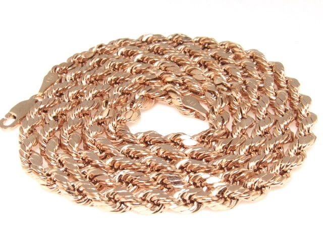 LADIES 14K ROSE GOLD SOLID ROPE CHAIN - 3