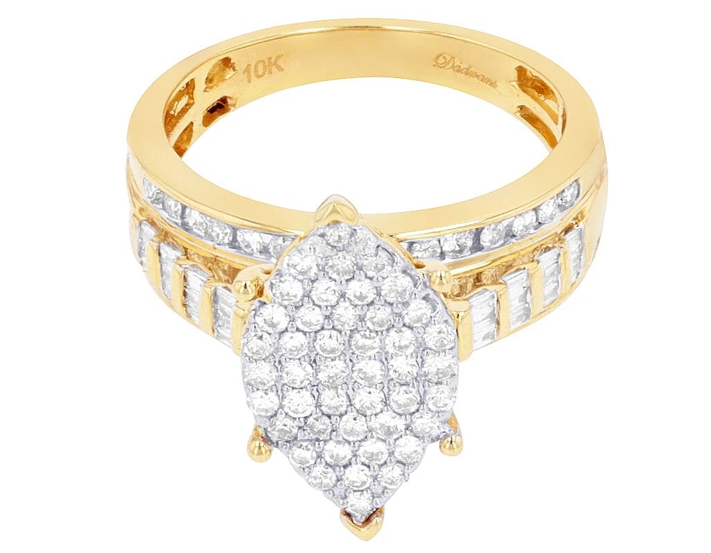 OVAL CLUSTER BAGUETTE DIAMOND RING - 2
