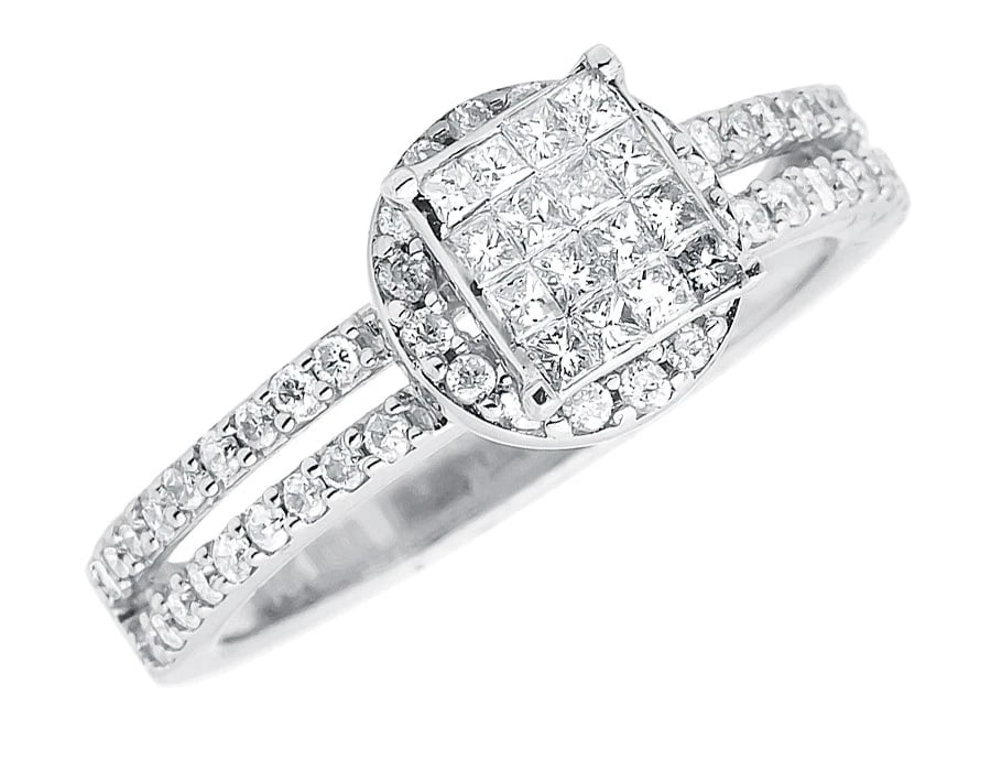 14K WHITE GOLD LADIES ROUND PRINCESS DIAMOND RING: 14k White Gold Ladies Round Princess Diamond Ring Brand: None Type: Ring Material: 14k White Gold, Main Stone/Creation Natural Color: White Gold Size: 7 US Accessories: None Accessories Notice: When