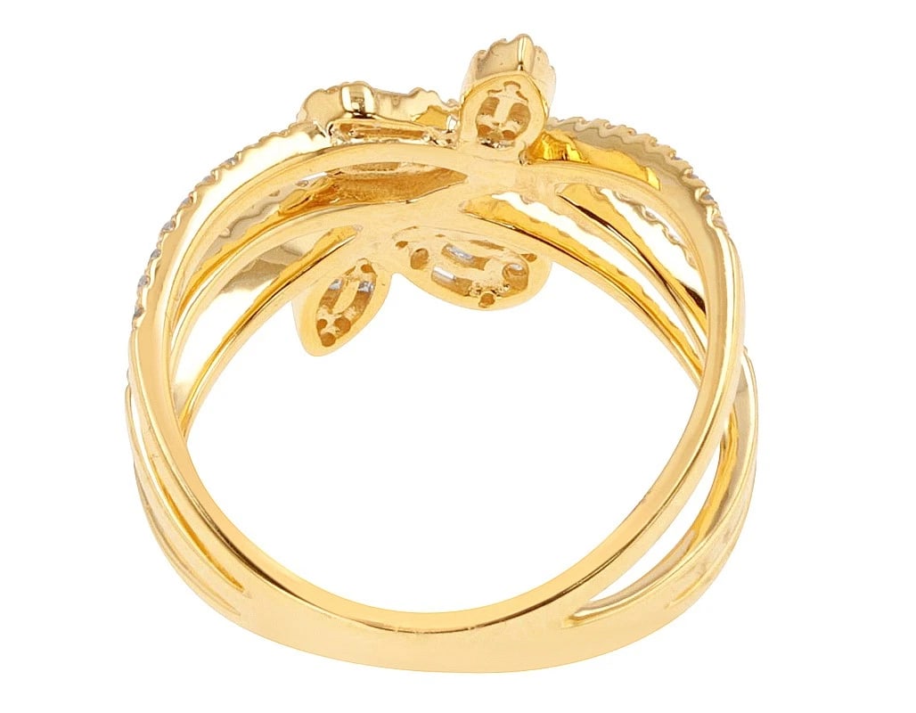 LEAF CLUSTER DIAMOND RING CROSSOVER RING - 5