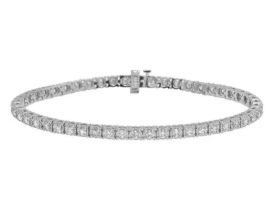 WHITE GOLD 1 ROW TENNIS DIAMOND SET BRACELET: White Gold 1 Row Tennis Diamond Set Bracelet Brand: None Type: Bracelet Material: 10K White Gold, Main Stone/Creation Natural Color: White Gold Size: Item Length 8 inch Accessories: None A