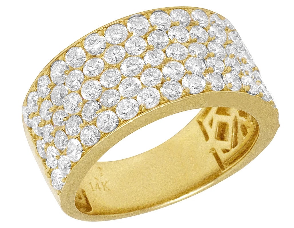 14K YELLOW GOLD FIVE ROW HONEY COMB DIAMOND RING: 14K Yellow Gold Five Row Honey Comb Diamond Ring Brand: None Type: Ring Material: 10k Yellow Gold, Main Stone/Creation Natural Color: Yellow Gold Size: 9 US Accessories: None Accessories N
