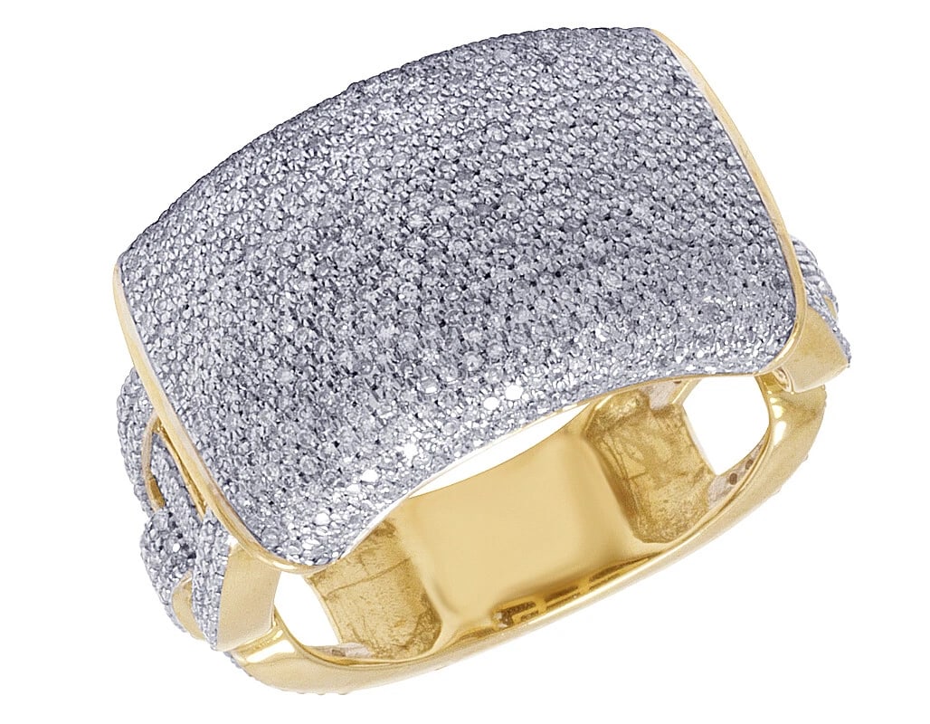 MENS YELLOW GOLD DIAMOND PUFF PILLOW MARINER PINKY RING: Mens Yellow Gold Diamond Puff Pillow Mariner Pinky Ring Brand: None Type: Ring Material: 10k Yellow Gold, Main Stone/Creation Natural Color: Yellow Gold Size: 10 US Accessories: None Acces