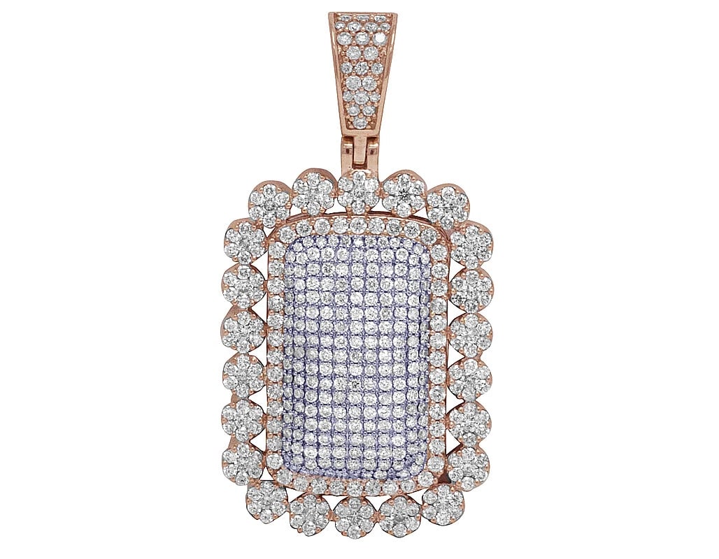 ROSE/ WHITE GOLD DIAMOND CLUSTER PILLOW PENDANT CHARM: Rose/ White Gold Diamond Cluster Pillow Pendant Charm Brand: None Type: Pendant Material: 10k Multi-Tone Gold, Main Stone/Creation Natural Color: Multi-Tone Size: Dimension 1.75" Accessories: None