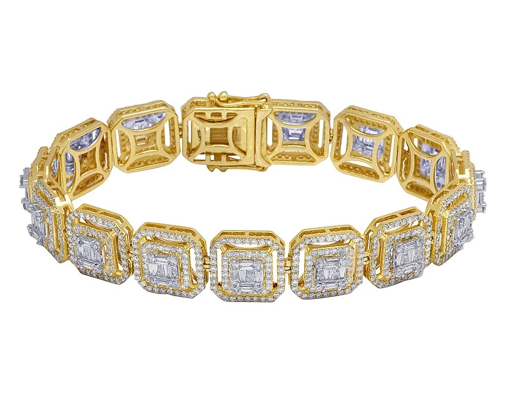 DIAMOND LINK BRACELET 14K YELLOW GOLD: Diamond Link Bracelet 14K Yellow Gold Brand: None Type: Bracelet Material: 14K Yellow Gold, Main Stone/Creation Natural Color: Yellow Gold Size: Dimension 13MM 8" Accessories: None Accesso