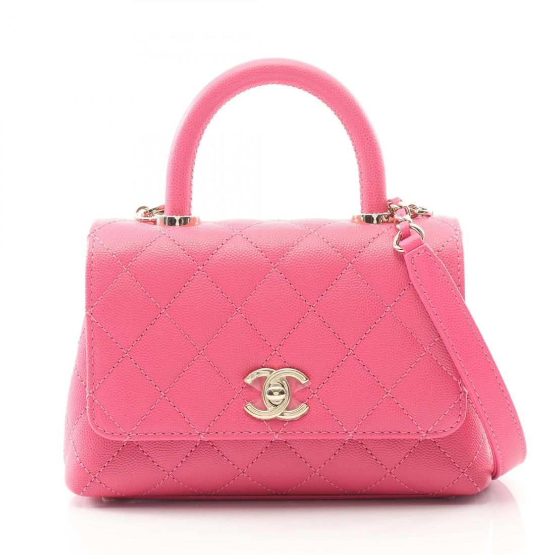 CHANEL COCO XXS TOP HANDLE CHAIN SHOULDER HANDBAG: CHANEL Coco XXS Top Handle chain shoulder Handbag Brand: CHANEL Type: Handbag Material: leather × Grained calfskin Color: Pink??ish colors Size: H:12cm x W:18.5cm x D:8.5cm (H:4.7" x W:7.3" x D:3.3")