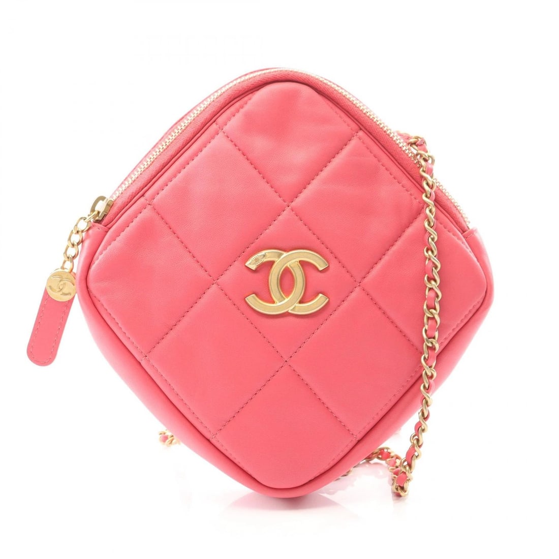 CHANEL MATELASSE CROSSBODY CHAIN SHOULDER BAG: CHANEL Matelasse Crossbody Chain Shoulder Bag Brand: CHANEL Type: Shoulder Bag Material: Lambskin (sheep leather) Color: Pink??ish colors Size: H:20cm x W:19cm x D:4cm (H:7.9" x W:7.5" x D:1.6") A