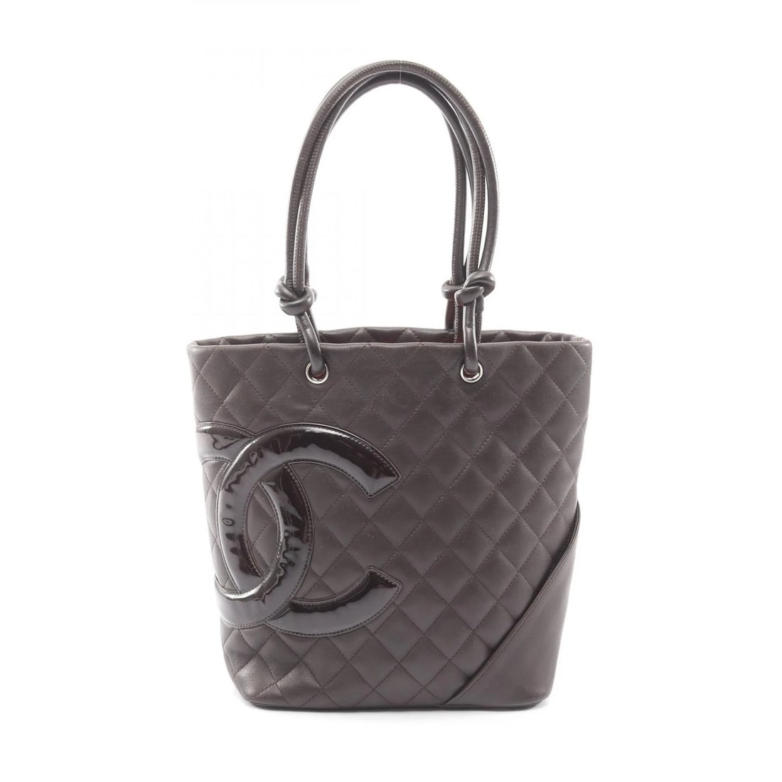 CHANEL CAMBON LINE MEDIUM TOTE BAG: CHANEL Cambon line medium Tote Bag Brand: CHANEL Type: Tote Bag Material: leather × Patent leather Color: Brown??ish colors Size: H:24cm x W:20cm x D:11.5cm (H:9.4" x W:7.9" x D:4.5") Handle?41cm(16.